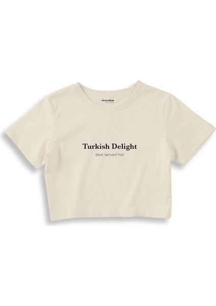Turkish Delight Crop Tişört - Ekru