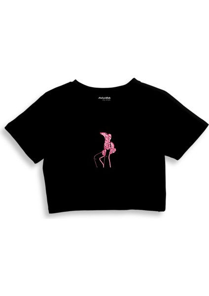 Hot Steps Crop Tişört - Siyah