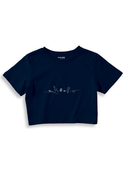 Dolce Peccato Crop Tişört - Lacivert