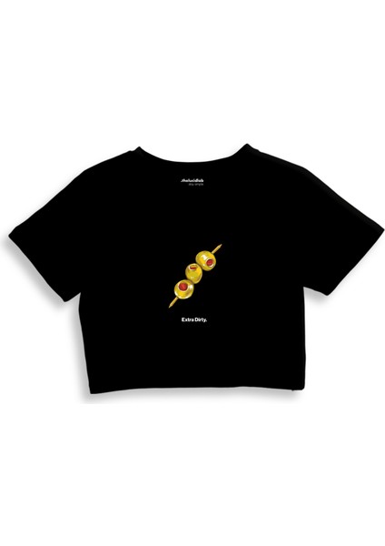 Extra Dirty Crop Tişört - Siyah