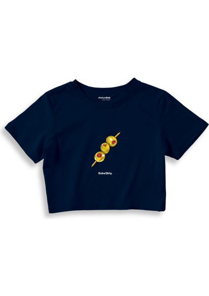 Extra Dirty Crop Tişört - Lacivert