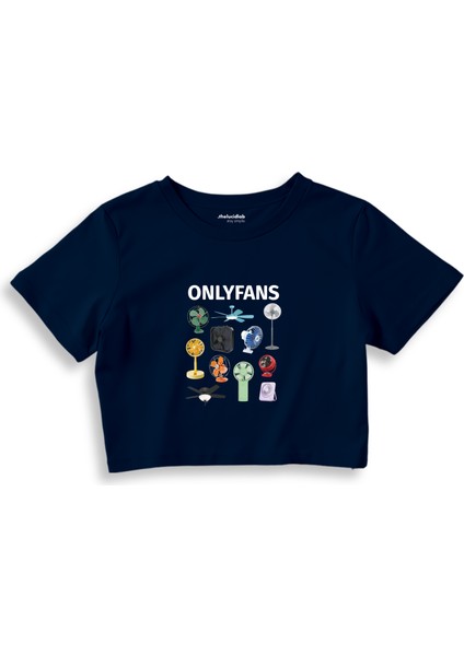 Onlyfans Crop Tişört - Lacivert