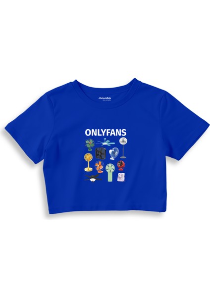 Onlyfans Crop Tişört - Mavi