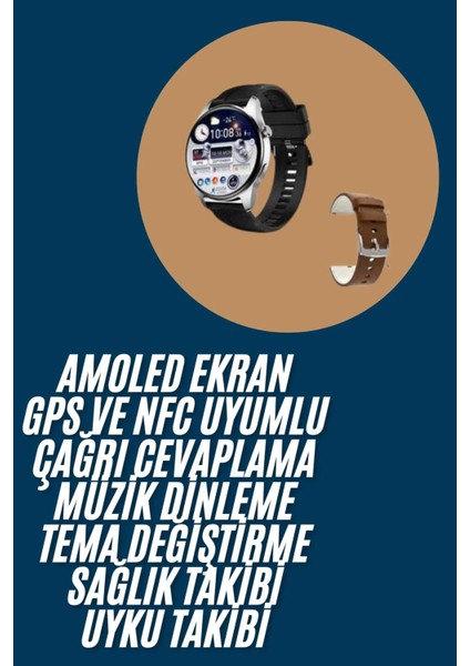 Akıllı Saat Yuvarlak Ekran Sesli Görüşme Özellikli Siyah Akıllı Unisex Kol Saati fiyatları