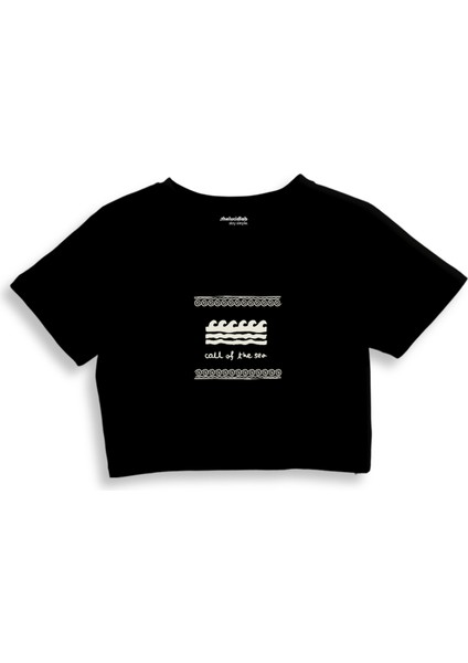Call Of The Sea Crop Tişört - Siyah