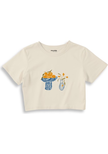 Dolce Calma Crop Tişört - Ekru