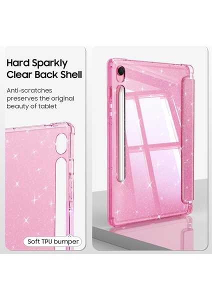 Samsung Galaxy Tab S10 LITE/S10 Fe/s9 Fe 5g 10.9 Inç/tab S9 11 Inç Tablet Kılıfı, Kız Çocukları Için Parıltılı Şeffaf Otomatik Uyandırma/uyku Özellikli Tablet Kılıfı (Yurt Dışından) modelleri