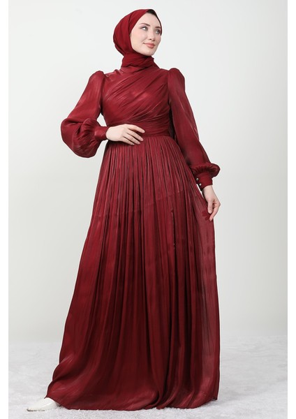 Ipek Tesettür Elbise Bordo modelleri