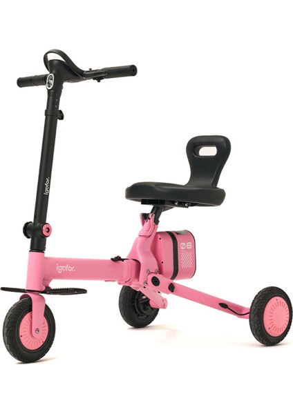 3 Tekerlekli Katlanabilir Elektrikli Oturulabilir Scooter – Hafif, Taşınabilir, Uzun Menzilli - Pembe fiyatları