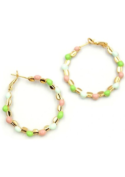 Mineli Halka Küpe - Yeşil