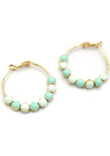 Mineli Halka Küpe - Turkuaz