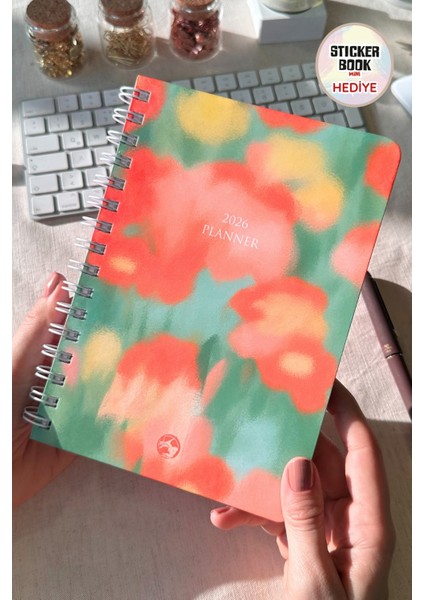 2026 Haftalık Ajanda Spiralli A5 12 Aylık Bloom