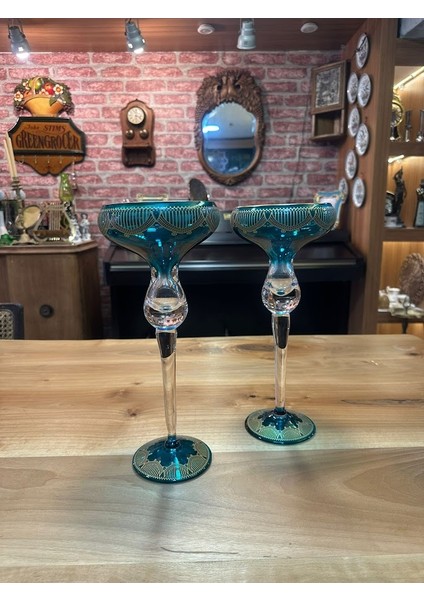 8'li Mavi, Cam, El Işçiliği, Salon Aksesuar Konsol Seti (Tek Tek Satılabilir) fiyatları