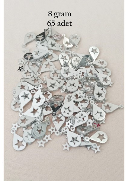 Oya Abiye Bileklik Kolye Pleksi Metalik Plastik Pul Gümüş Renk 8 gram 65 adet - BNC521