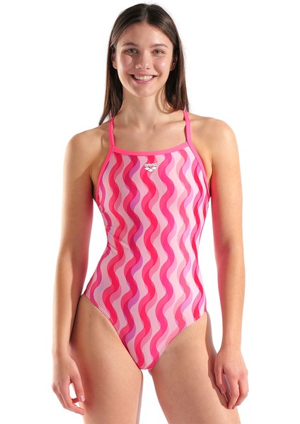 Ripple Print Swimsuit Lightdrop Kadın Pembe Yüzücü Mayosu 010980990