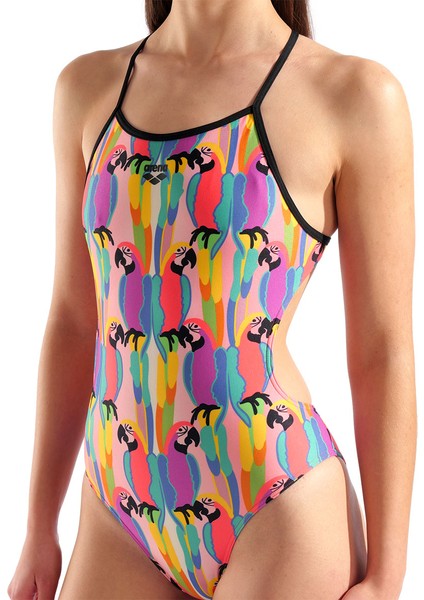 Tropical Delight Swimsuit Tie Back Kadın Pembe Yüzücü Mayosu 010205550 fırsatları