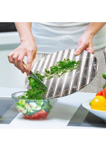 Cam Kesme Tahtası ve Sunumluk Yuvarlak Karışık Mermer Desenli 30X30 cm indirimleri