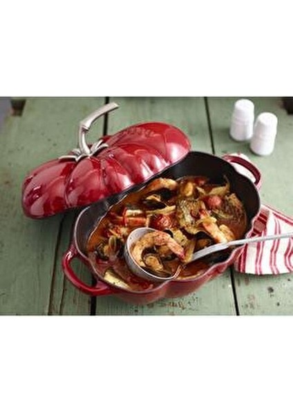 Döküm Domates Tencere 25 cm Emaye İç Yüzeyle Şık Kırmızı Tasarım indirimleri