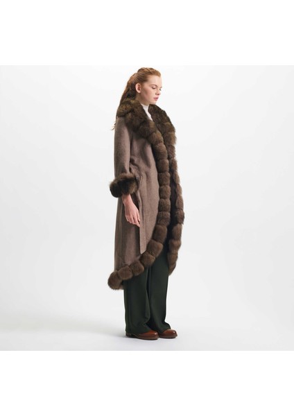 Kahve Tekstil-Kürk Kadın Kürk Kaban - K23KKM320380-Q8B