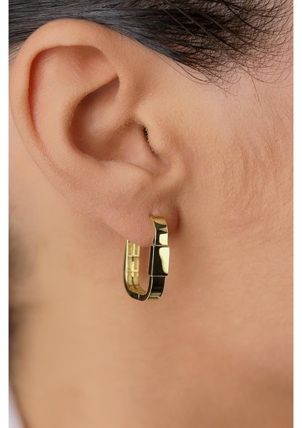 14 Ayar Altın Dikdörtgen Küpe