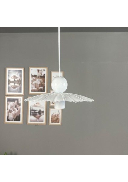 Moriva Beyaz Metal Avize Beyaz Boncuk Başlık Tekli Rustik Cafe Modern Sarkıt Aydınlatma modelleri