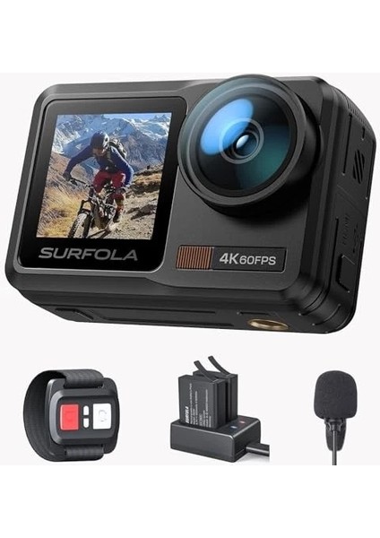 Surfola SF630 Aksiyon Kamerası 4K 60 Fps Aksesuar Seti, Su Geçirmez Kılıf Sualtı Spor Kamerası Wifi 1350 Mah fiyatları