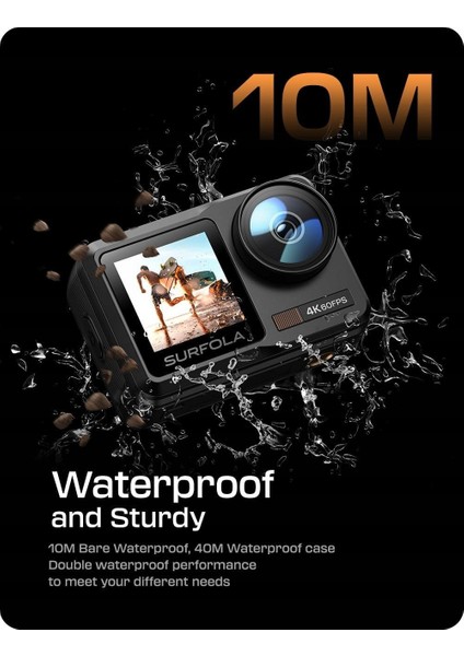 Surfola SF630 Aksiyon Kamerası 4K 60 Fps Aksesuar Seti, Su Geçirmez Kılıf Sualtı Spor Kamerası Wifi 1350 Mah modelleri