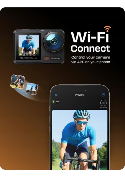 Surfola SF630 Aksiyon Kamerası 4K 60 Fps Aksesuar Seti, Su Geçirmez Kılıf Sualtı Spor Kamerası Wifi 1350 Mah fırsatları