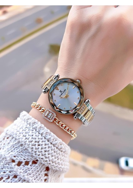 Çelik Kordonlu 2 Yıl Garantili 3 Atm Suya Dayanıklı Kadın Kol Saati+Bileklik BD.14132.3 fiyatları