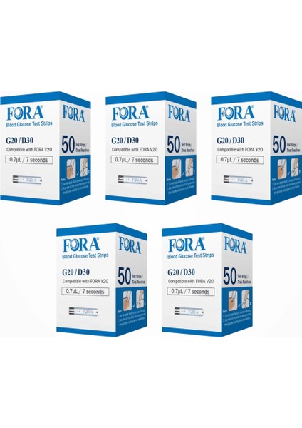 G20 Şeker Ölçüm Stribi (Çubuğu) 50'li Kutu x 5 Kutu (250 Adet)