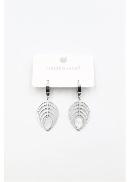 Sedef Yaprak Küpe - Gümüş