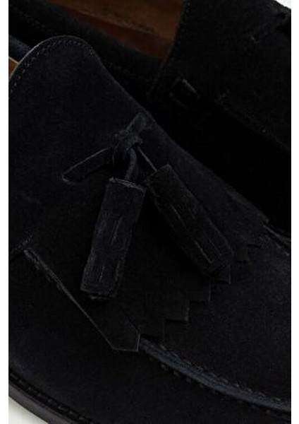 Hakiki Süet Siyah Erkek Loafer Microlight Taban ile Şık ve Rahat Ayakkabı