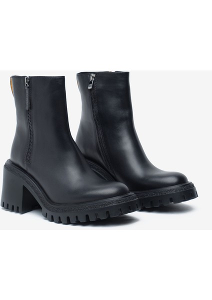 Kadın Siyah Hakiki Deri Topuklu Bot 5K2DB35280