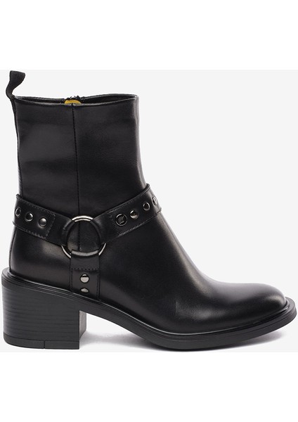 Kadın Siyah Hakiki Deri Topuklu Bot 5K2DB35330