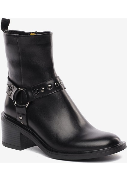 Kadın Siyah Hakiki Deri Topuklu Bot 5K2DB35330