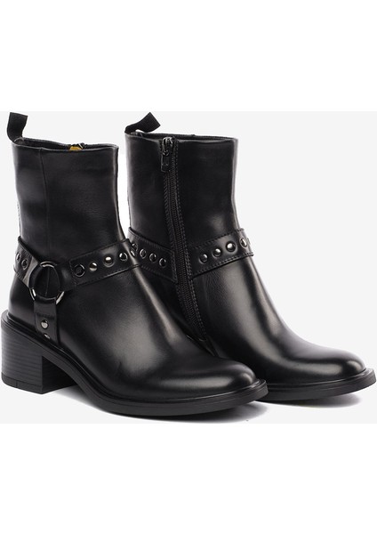 Kadın Siyah Hakiki Deri Topuklu Bot 5K2DB35330