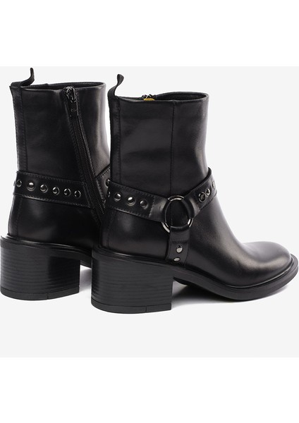 Kadın Siyah Hakiki Deri Topuklu Bot 5K2DB35330