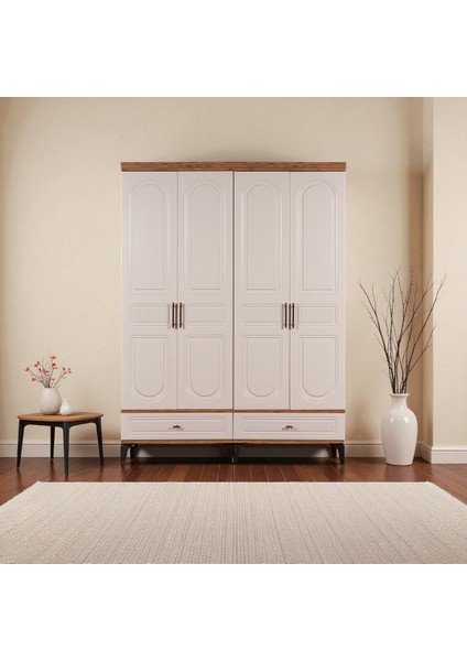 Slope 4 Kapılı Mdfayaklı Tasarım Country Gardırop