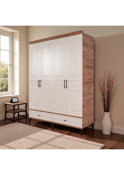 Slope 4 Kapılı Mdfayaklı Tasarım Country Gardırop fiyatları
