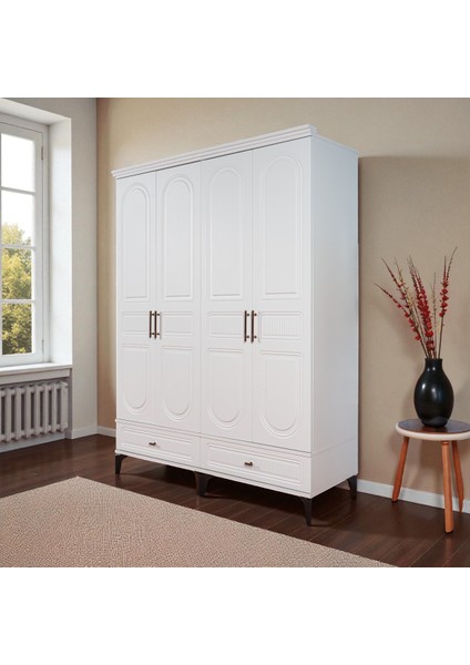 Slope 4 Kapılı Mdfayaklı Tasarım Country Gardırop