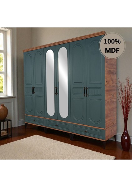 Slope 6 Kapaklı Mdf Ayaklı Tasarım Country Gardırop