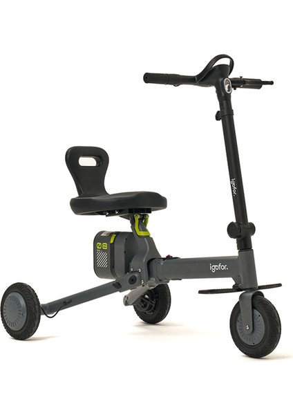3 Tekerlekli Katlanabilir Elektrikli Oturulabilir Scooter – Hafif, Taşınabilir, Uzun Menzilli - Gri