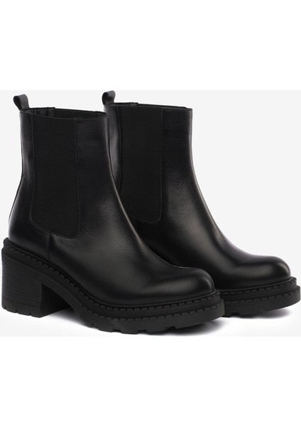 Kadın Siyah Hakiki Deri Topuklu Bot 5K2OB35141 modelleri