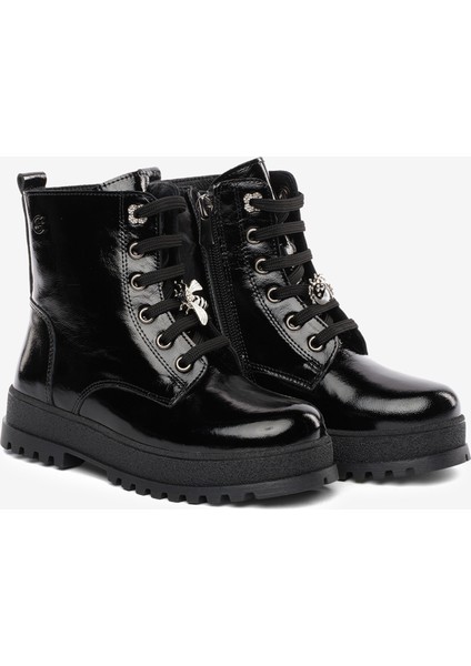 Çocuk Siyah Hakiki Deri Military Bot 5K5ZB59626 modelleri