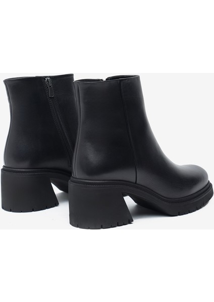 Kadın Siyah Hakiki Deri Topuklu Bot 5K2UB59341