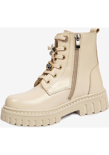 Çocuk Bej Hakiki Deri Military Bot 5K5ZB59626