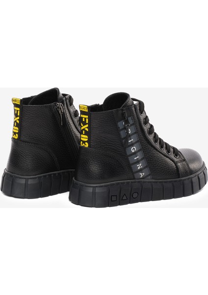 Kız Çocuk Siyah Hakiki Deri Sneaker Bot 5K5NB66650