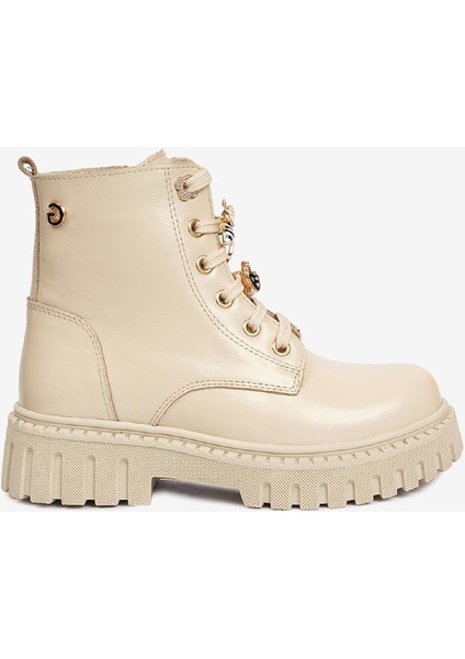 Çocuk Bej Hakiki Deri Military Bot 5K5ZB59626