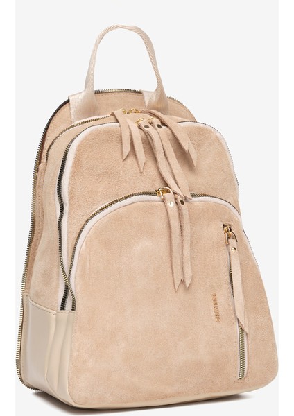 Kadın Bej Hakiki Deri Sırt Çantası 5K2CN98722