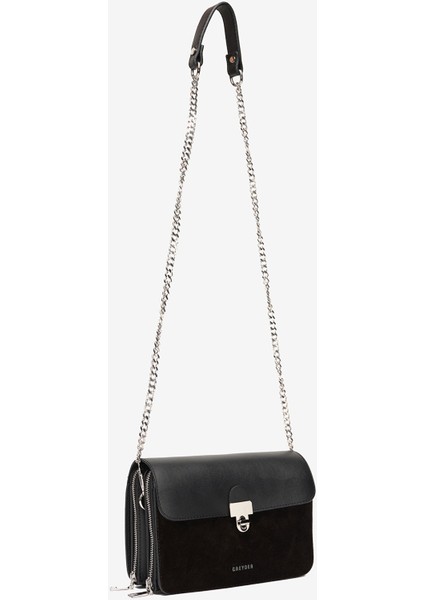 Kadın Siyah Hakiki Deri Çapraz Çanta 5K2CN69748